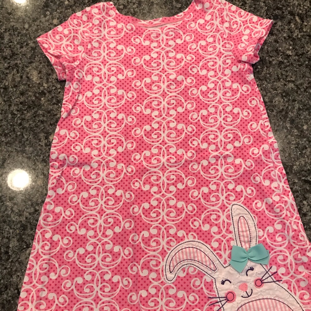 Pink patterned dress with bunny 4t, NWOT